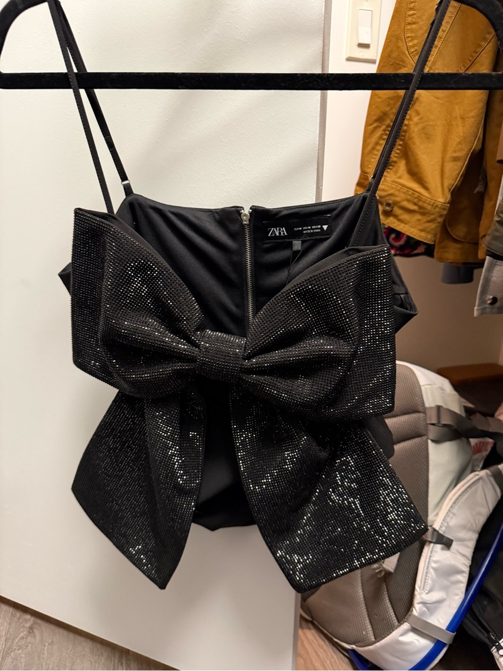 Zara Black Sparkle Sequin Bow Cami